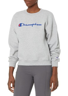 Champion Women's Sweatshirt Powerblend Crewneck Sweatshirt for Women Script (Reg. or Plus)