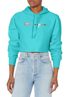 Champion Pullover Reverse Weave Hooded Sweatshirt Our Best Cropped Hoodies for Women Aquarelle Blue Light-586NCA