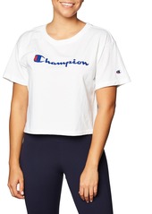 Champion womens Cropped Tee Script Logo T Shirt White-550757  US
