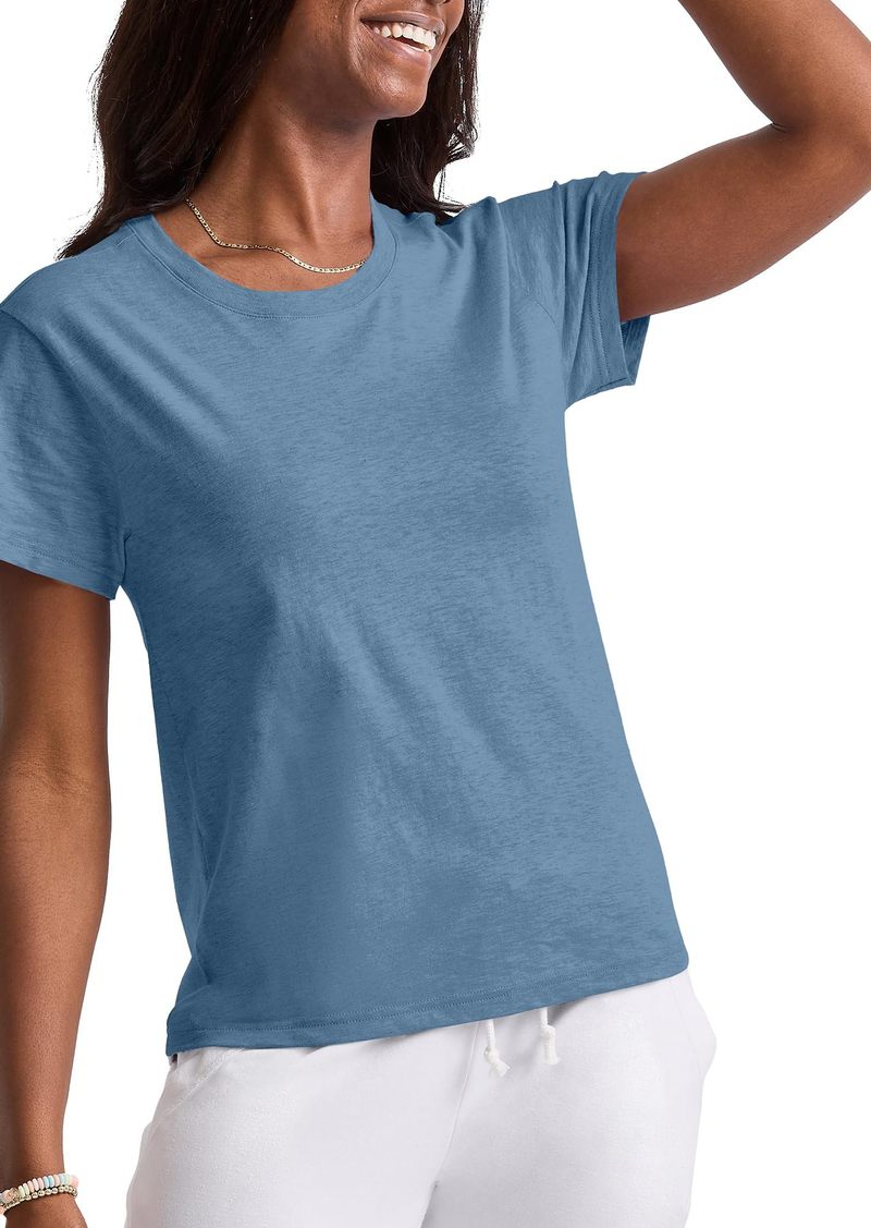 Champion Hanes Comfortblend Originals Tri-Blend Curved-Hem Tee Classic Crewneck T-Shirt for Women Plus  X Small