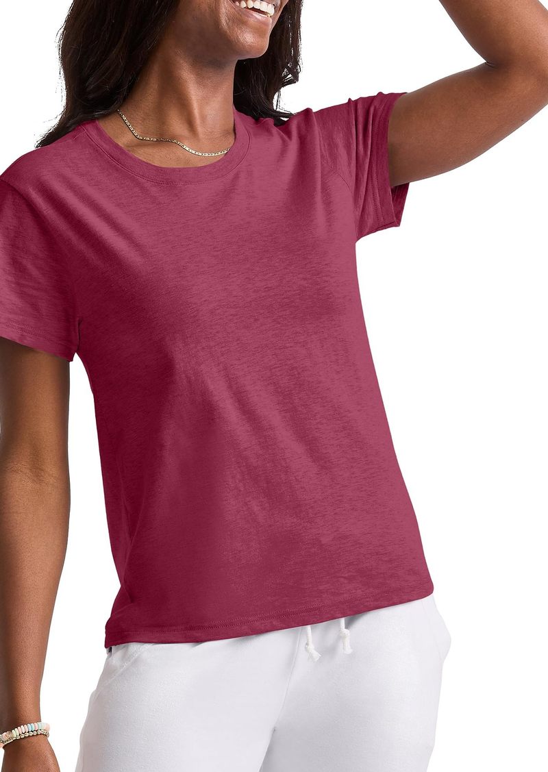 Champion Hanes Comfortblend Originals Tri-Blend Curved-Hem Tee Classic Crewneck T-Shirt for Women Plus