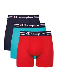 Champion Men's 3-Pack Performance Boxer Briefs In Navy/teal/red