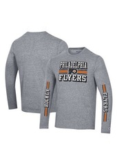 Men's Champion Heather Gray Philadelphia Flyers Tri-Blend Dual-Stripe Long Sleeve T-Shirt at Nordstrom