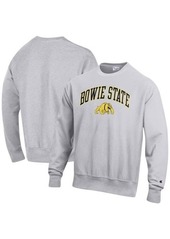 Men's Champion Heathered Gray Bowie State Bulldogs Arch Over Logo Reverse Weave Pullover Sweatshirt