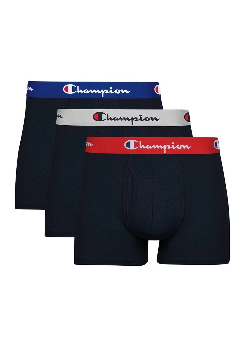 Champion Men's Every Day Comfort Stretch Cotton Moisture Trunks 3-Pack In Black