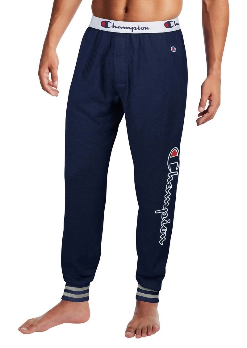 Champion Waffle Rib Cuff Sleep Pant In Athletic Navy