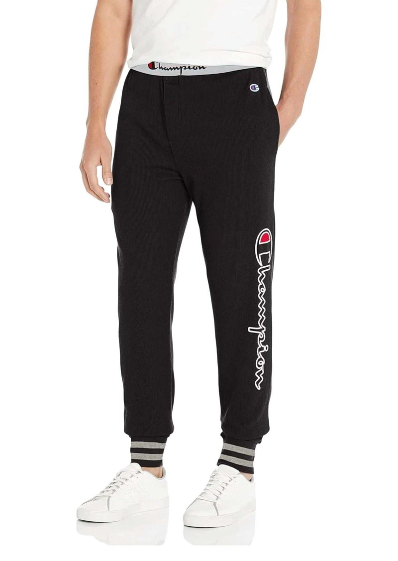 Champion Waffle Rib Cuff Sleep Pant In New Ebony