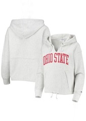 Women's Champion Ash Ohio State Buckeyes Vintage Wash Reverse Weave Cinch Pullover Hoodie at Nordstrom