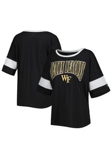 Women's Champion Black Wake Forest Demon Deacons Jumbo Arch Striped Half-Sleeve T-Shirt at Nordstrom