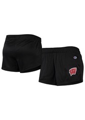 Women's Champion Black Wisconsin Badgers Logo Mesh Shorts - Black