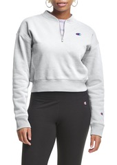 Champion Crop Reverse Weave(R) Quarter Zip Sweatshirt in Gfs Silver Grey at Nordstrom