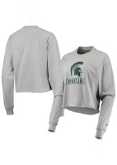 Women's Champion Heathered Gray Michigan State Spartans Boyfriend Cropped Long Sleeve T-Shirt in Heather Gray at Nordstrom