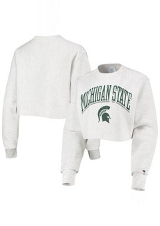 Women's Champion Heathered Gray Michigan State Spartans Reverse Weave Cropped Pullover Sweatshirt in Heather Gray at Nordstrom