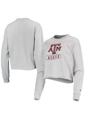 Women's Champion Heathered Gray Texas A & M Aggies Boyfriend Cropped Long Sleeve T-Shirt in Heather Gray at Nordstrom