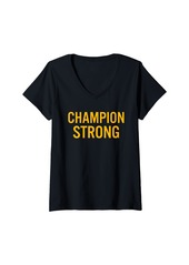 Womens Champion High School Strong V-Neck T-Shirt