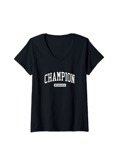 Womens Champion Nebraska NE Vintage Athletic Sports Design V-Neck T-Shirt