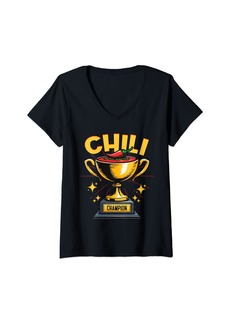 Womens Chili Champion Spicy Cooking Contest Winner V-Neck T-Shirt