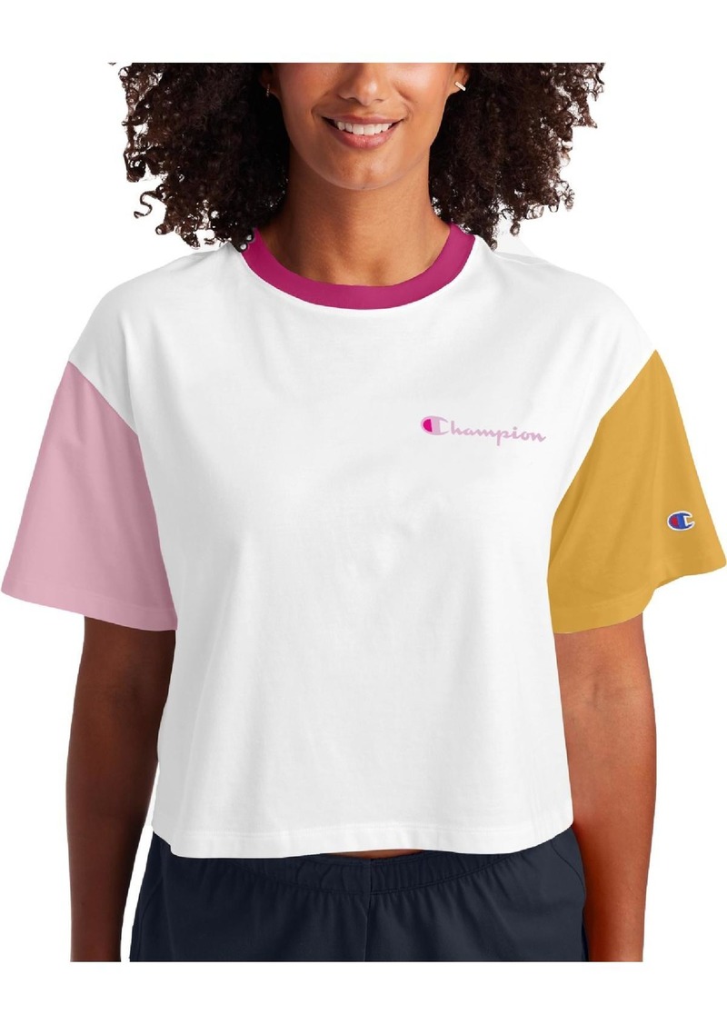 Champion Womens Colorblock Cropped Pullover Top