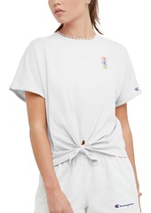 Champion Womens Tie-Front Logo Graphic T-Shirt