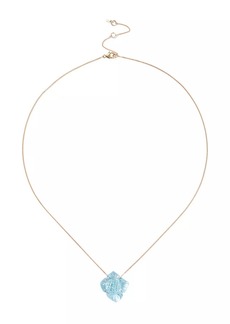 Chan Luu 14K Gold Necklace Featuring A Carved Blue Topaz Flower.