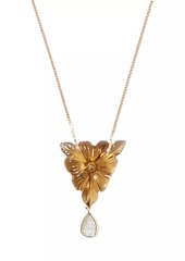 Chan Luu 14K Yellow Gold, Cognac Quartz & 0.02 TCW Diamond Flower Pendant Necklace