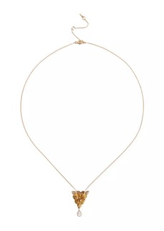 Chan Luu 14K Yellow Gold, Cognac Quartz & 0.02 TCW Diamond Flower Pendant Necklace