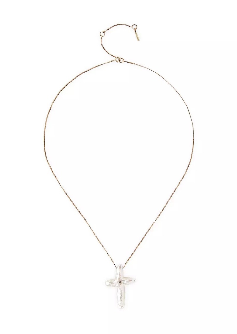 Chan Luu 14K Yellow Gold, Pearl & 0.01 TCW Diamond Pendant Necklace