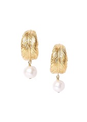 Chan Luu 18K-Gold-Plated & 8-8.5MM Freshwater Pearl Leaf Drop Earrings
