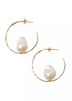 Chan Luu 18K Gold-Plated & Baroque Pearl Hoop Earrings