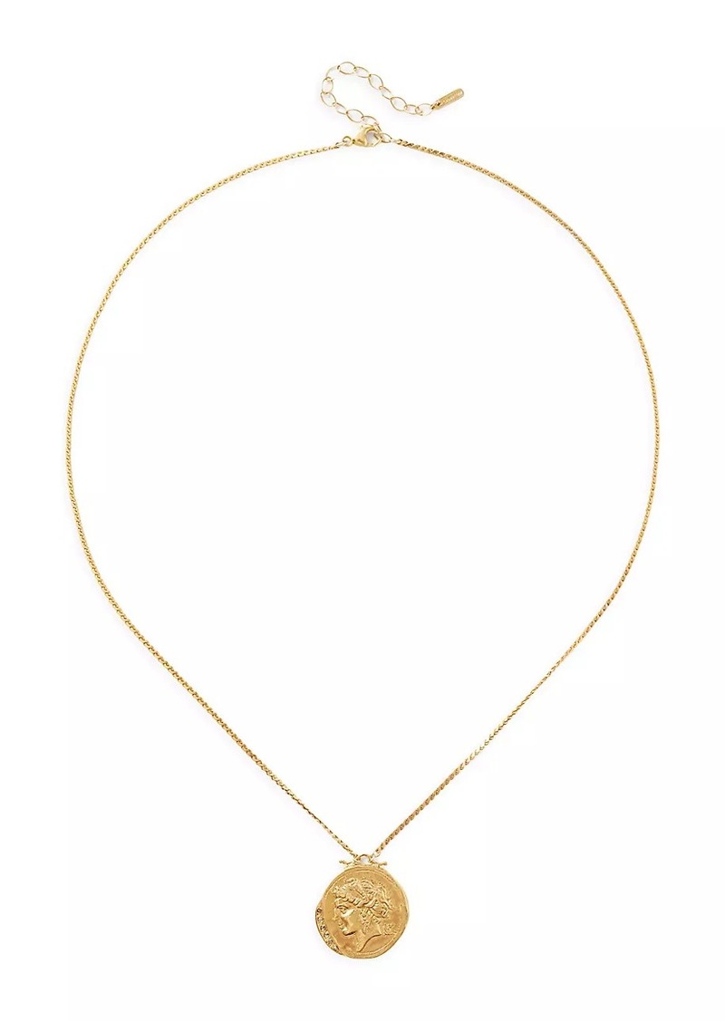 Chan Luu 18K-Gold-Plated & Champagne Diamonds Coin Necklace