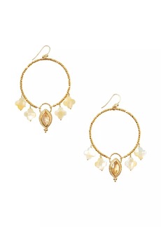 Chan Luu 18K Gold-Plated, Citrine & Mother-Of-Pearl Clover Hoop Earrings