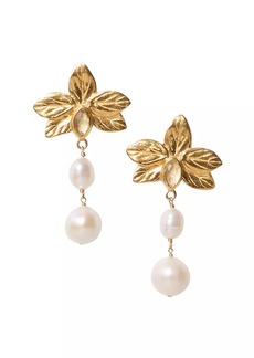 Chan Luu 18K-Gold-Plated, Freshwater Pearl & Citrine Flower Drop Earrings