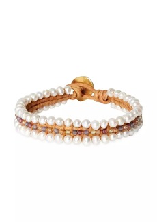 Chan Luu 18K Gold-Plated, Freshwater Pearl & Multi-Gemstone Bead Woven Bracelet