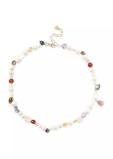 Chan Luu 18K-Gold-Plated, Freshwater Pearl & Multi-Gemstone Beaded Necklace