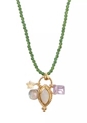 Chan Luu 18K Gold-Plated, Green Agate Bead & Multi-Gemstone Pendant Necklace