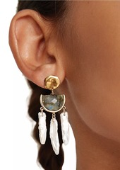 Chan Luu 18K-Gold-Plated, Labradorite & Freshwater Biwa Pearl Chandelier Earrings