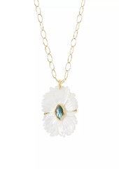 Chan Luu 18K-Gold-Plated, Mother-Of-Pearl & Labradorite Flower Pendant Necklace