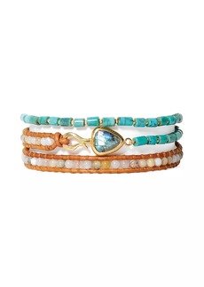 Chan Luu 18K Gold-Plated, Turquoise & Multi-Gemstones Wrap Bracelet