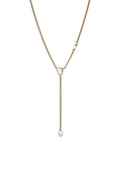 Chan Luu 18K Goldplated, Diamond Slice & 2-3MM White Pearl Lariat Necklace