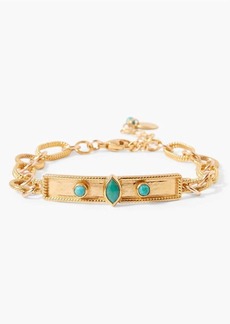 Chan Luu Bezel Wrapped Turquoise Marquise Bracelet In Gold