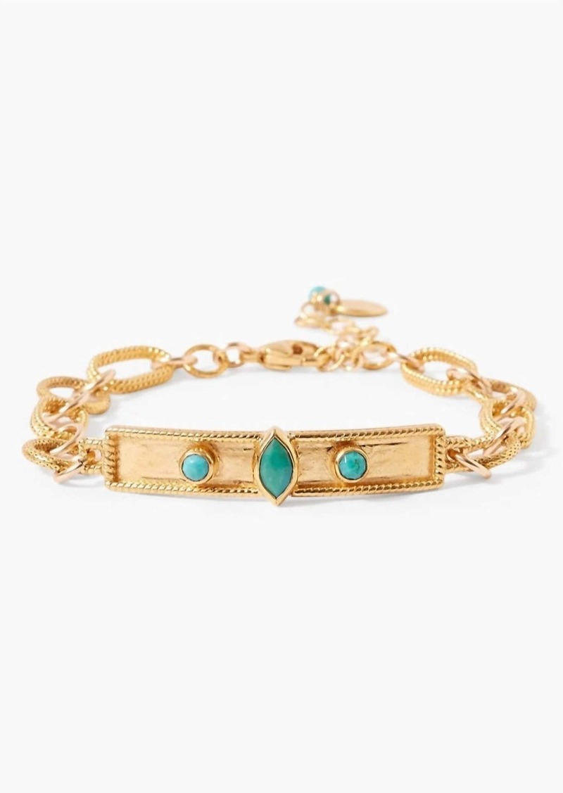 Chan Luu Bezel Wrapped Turquoise Marquise Bracelet In Gold