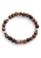 Chan Luu Stone & Sterling Silver Men's Stretch Bracelet in Matte Brown Agate Mix at Nordstrom