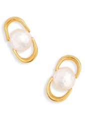 Chan Luu White Baroque Pearl Vermeil Chain Link Earrings in White Pearl at Nordstrom