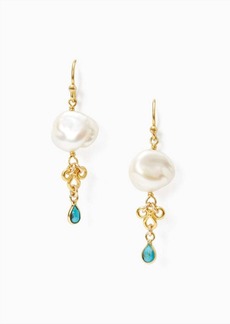 Chan Luu Loop Earrings In White Pearl And Turquoise