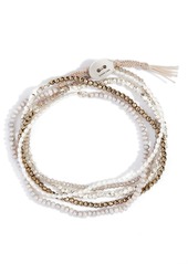 Chan Luu Stone & Pearl Beaded Wrap Bracelet in White Mix at Nordstrom