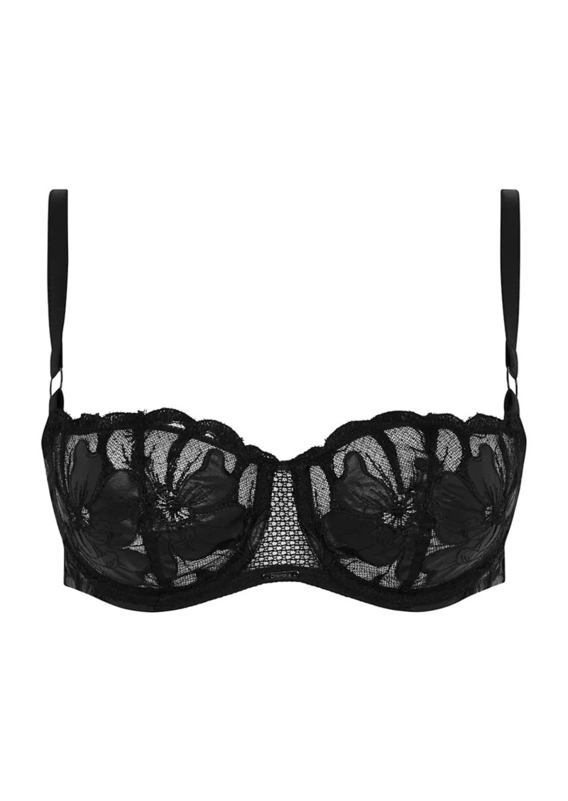 Chantelle Fleurs Faux-Leather Demi Bra