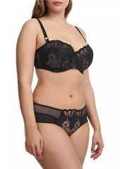 Chantelle Fleurs Faux-Leather Demi Bra