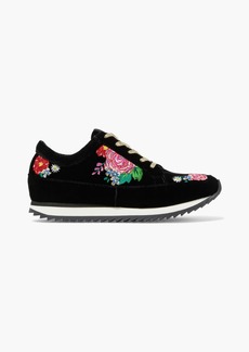 Charlotte Olympia - Work It embroidered velvet sneakers - Black - EU 34