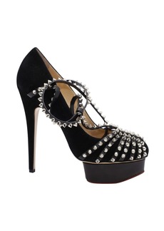 Charlotte Olympia Angry Portia Heels in Black Leather