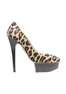 CHARLOTTE OLYMPIA Dolly brown leopard pony hair patent platform pump